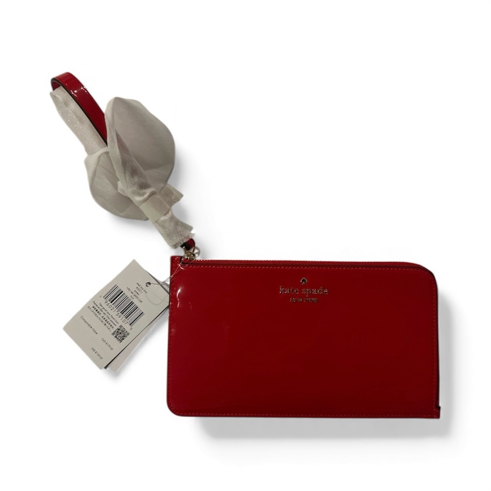 New with tags Kate Spade Red patent leather Wristlet Clutch